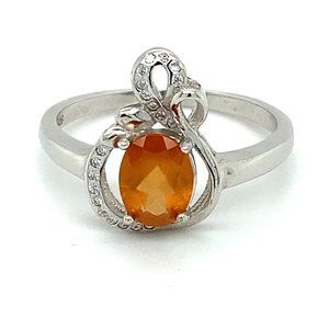 Hessonite 1.12ct Platinum Finish Solid Silver Ring